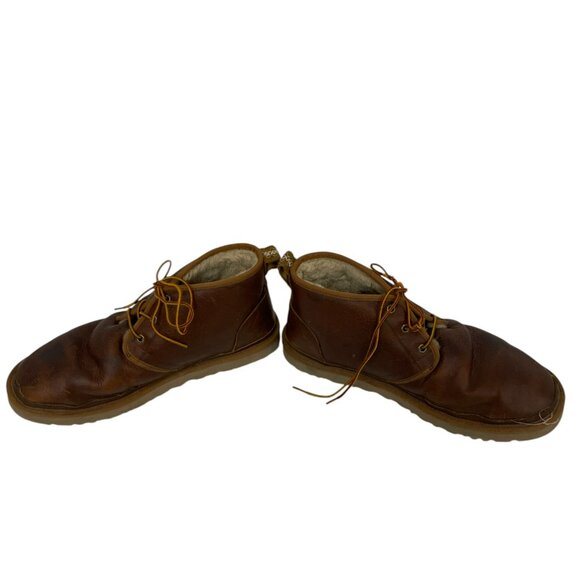 Ugg Neumel Men's Brown Lace Up Round Toe Leather Fur Lining Chukka Boots Size 11 - Picture 3 of 9